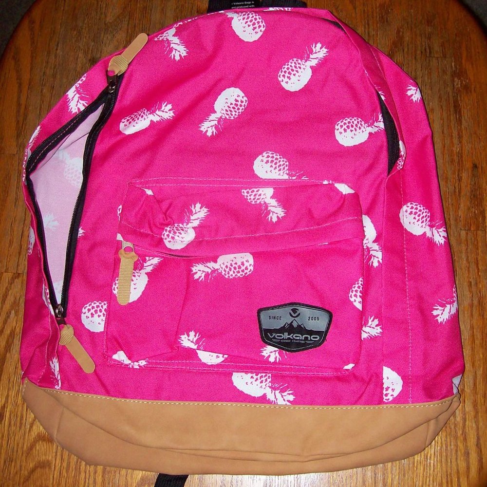 NWT Backpack Full Size Hot Pink w White Pineapples